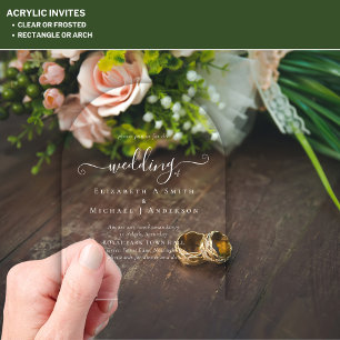 Invitaciones Acrílicas Boda ACRÍLICA Invita TEXTO BLANCO Iniciales Negrit