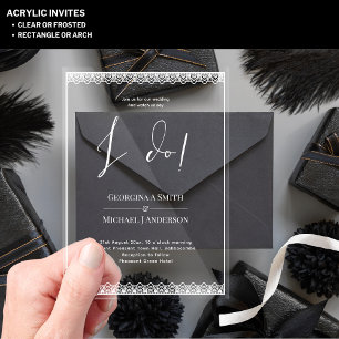 Invitaciones Acrílicas Boda ACRÍLICA Invita TEXTO BLANCO Lace Moderno