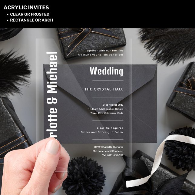 Invitaciones Acrílicas Boda ACRÍLICA Invita TEXTO BLANCO Negrita Moderno (Subido por el creador)