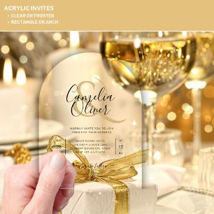 Invitaciones Acrílicas Boda ACRÍLICA Invita TEXTO NEGRO Iniciales Negrita