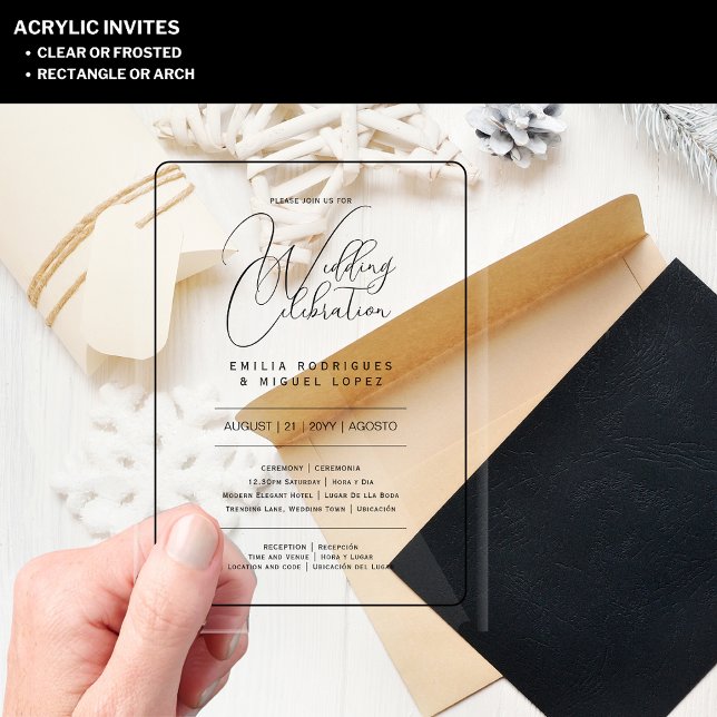 Invitaciones Acrílicas Boda ACRÍLICA Invita TEXTO NEGRO Iniciales Negrita (Subido por el creador)