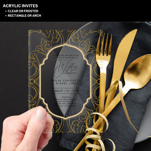 Invitaciones Acrílicas Boda ACRÍLICA Invita TEXTO NEGRO Iniciales Negrita