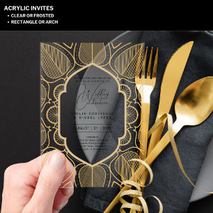 Invitaciones Acrílicas Boda ACRÍLICA Invita TEXTO NEGRO Iniciales Negrita