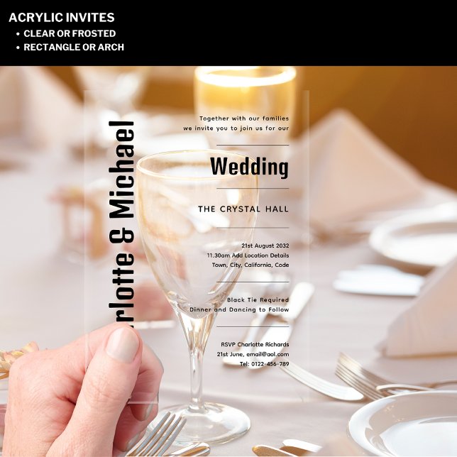 Invitaciones Acrílicas Boda ACRÍLICA Invita TEXTO NEGRO Negrita Moderna (Subido por el creador)