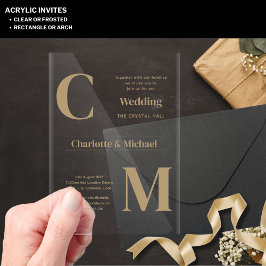 Invitaciones Acrílicas Boda ACRÍLICA Invita TEXTO ORO Mínimo Negrita