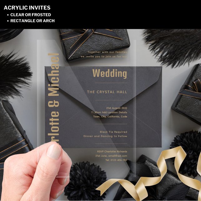Invitaciones Acrílicas Boda ACRÍLICA Invita TEXTO ORO Negrita Moderno (Subido por el creador)