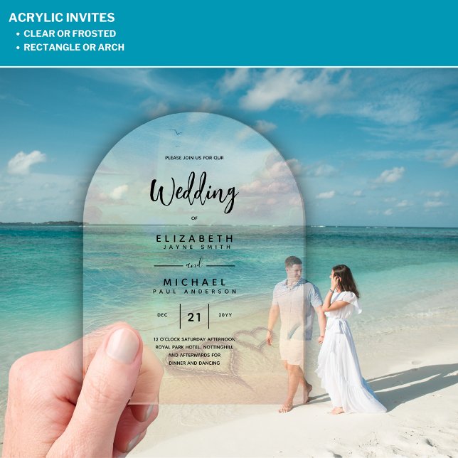 Invitaciones Acrílicas Boda ACRÍLICA Invitan a la Playa Tropical Océano a (Subido por el creador)
