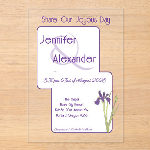 Invitaciones Acrílicas Boda Acrílica Morada Iris Acuarela con Estilo