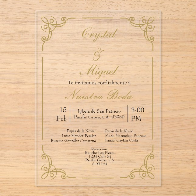 Invitaciones Acrílicas Boda acrílico (Anverso)
