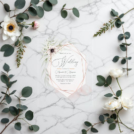 Invitaciones Acrílicas Boda acrílico de elegancia geométrica de cobre