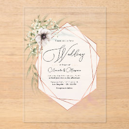 Invitaciones Acrílicas Boda acrílico de elegancia geométrica de cobre