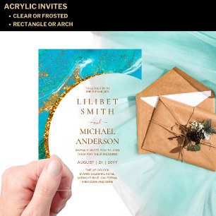 Invitaciones Acrílicas BODA acrílico de PRESUPUESTO Agato Verde azulado d