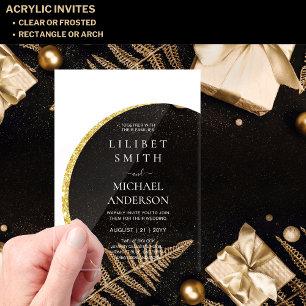Invitaciones Acrílicas BODA acrílico del presupuesto Oro blanco moderno M