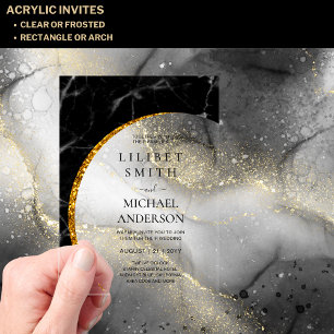 Invitaciones Acrílicas BODA acrílico del presupuesto Oro negro moderno Mí