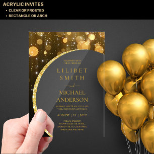 Invitaciones Acrílicas BODA acrílico del presupuesto Oro negro moderno Mí