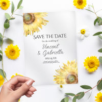 Boda acuarela de girasoles amarillos salva la fech