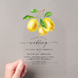 Invitaciones Acrílicas Boda Acuarela de Limón Cítrico