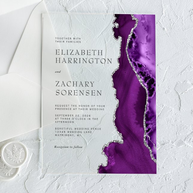 Invitaciones Acrílicas Boda Agate Purple Silver (Subido por el creador)