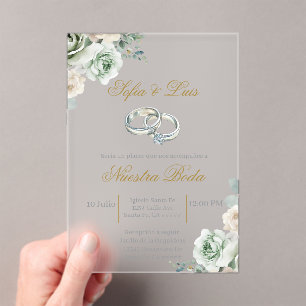 Invitaciones Acrílicas Boda anillo Boda español