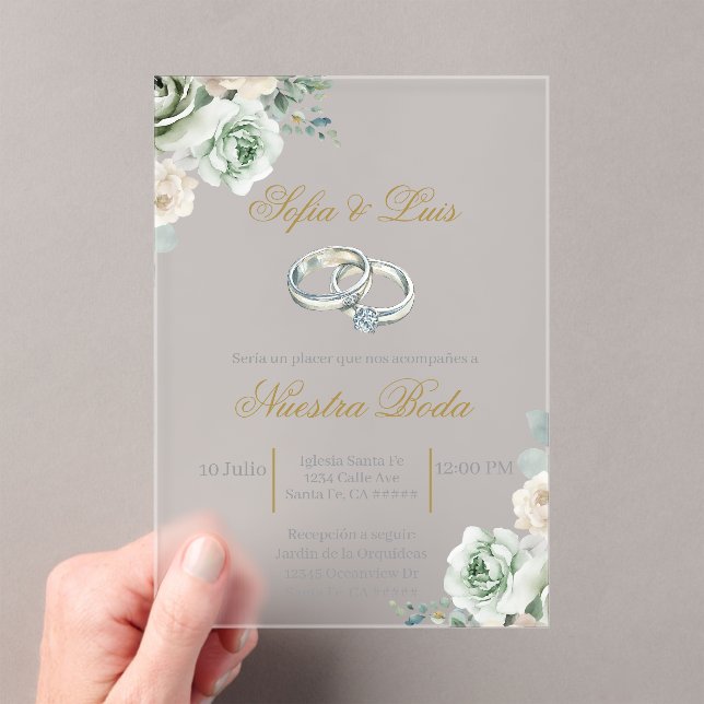 Invitaciones Acrílicas Boda anillo Boda español (Insitu (portátil))