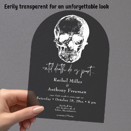 Invitaciones Acrílicas Boda Arco de Cráneo Gótico Hasta la Muerte