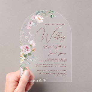 Invitaciones Acrílicas Boda Arco de Rosas