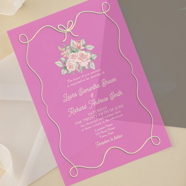 Invitaciones Acrílicas Boda Arco Dibujado a Mano Rosa (Subido por el creador)