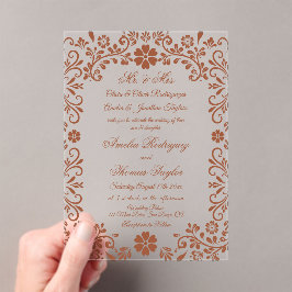 Invitaciones Acrílicas Boda Atemporal Floral de Terracota