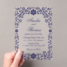 Invitaciones Acrílicas Boda atemporal mexicana azul