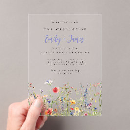 Invitaciones Acrílicas Boda audaz de flor arcoiris