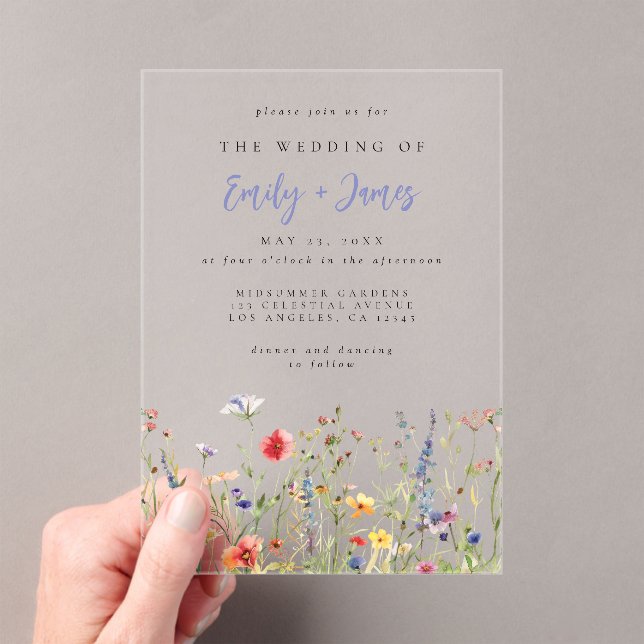 Invitaciones Acrílicas Boda audaz de flor arcoiris (Insitu (portátil))