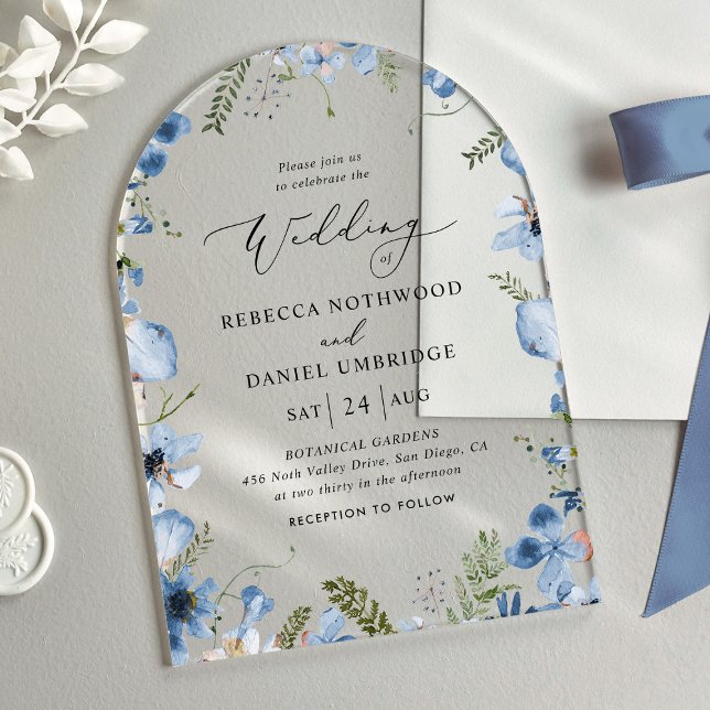 Invitaciones Acrílicas Boda Azul Chic Moderno (Subido por el creador)