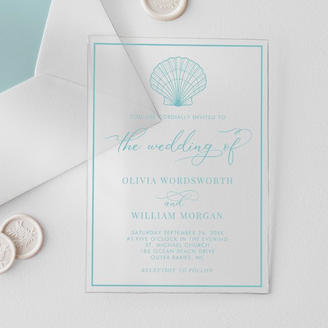 Invitaciones Acrílicas Boda azul de vidrio de cristal de mar elegante de  (Subido por el creador)