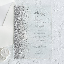 Invitaciones Acrílicas Boda Blanca con Letra Brillante Plateada