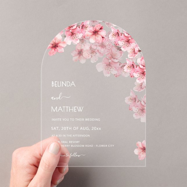 Invitaciones Acrílicas Boda Blanca Flor de Cerezo (Insitu (portátil))