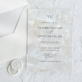 Invitaciones Acrílicas Boda Blanca Monograma Moderno
