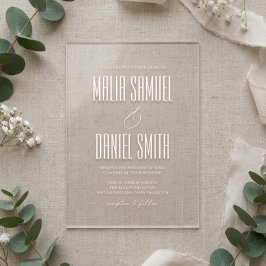 Invitaciones Acrílicas Boda Blanca Rústica Elegante
