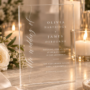 Invitaciones Acrílicas Boda Blanca Transparente Minimalista Elegante Senc