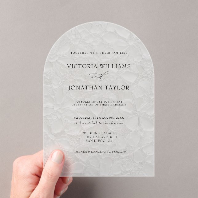 Invitaciones Acrílicas Boda blanco ruso simple (Insitu (portátil))