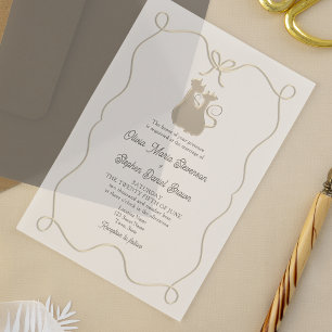 Invitaciones Acrílicas Boda blanco y negro dibujado a mano de moda