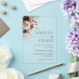 Invitaciones Acrílicas Boda Bohemiana Vintage Floral