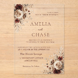Invitaciones Acrílicas Boda Bohemiana Vintage Floral All Seasons
