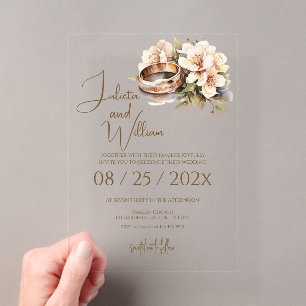 Invitaciones Acrílicas Boda Boho con Anillos