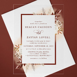 Invitaciones Acrílicas Boda Boho de Floral Rústica en Terracota con Hierb