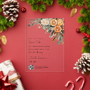 Invitaciones Acrílicas Boda boho de invierno código Qr RSVP todo en uno