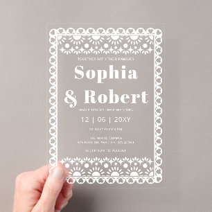 Invitaciones Acrílicas Boda Boho Fiesta Mexicana Papel Picado
