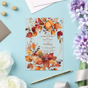 Invitaciones Acrílicas Boda Boho Floral de calabaza Scrip