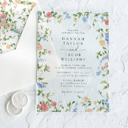 Invitaciones Acrílicas Boda Boho Floral de Flor Silvestre Elegante