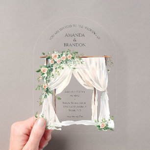 Invitaciones Acrílicas Boda boho moderna y elegante