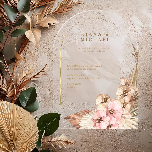 Invitaciones Acrílicas Boda Boho Oasis Transparente ID959 (Subido por el creador)